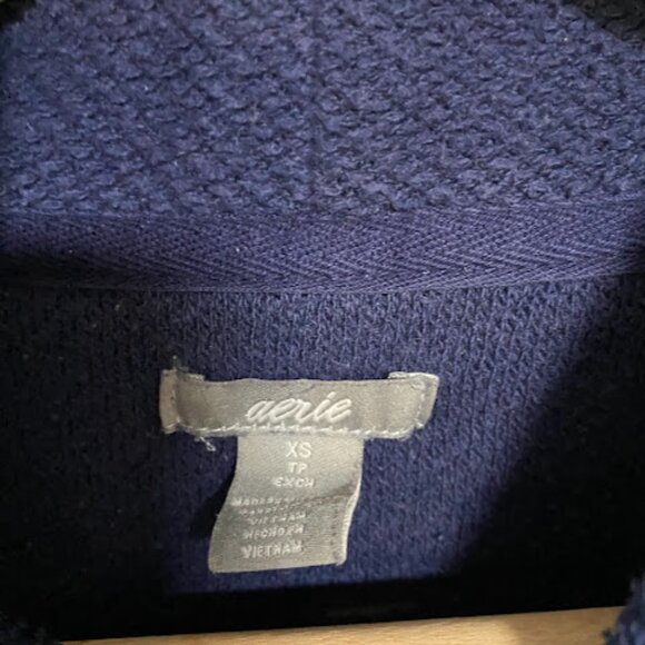 Aerie Navy Blue Waffle Knit Cowl Neck Women's Cropped Sweater Size XS - Picture 4 of 6